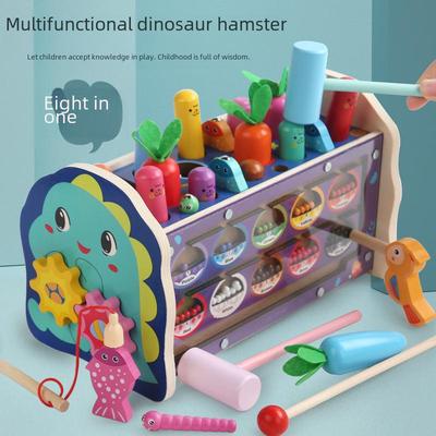 Wielofunkcyjna zabawka perkusyjna dinozaur: Whack-a-Mole, Labirynt Magnetyczny, Wyciąganie Marchewki, Pianino