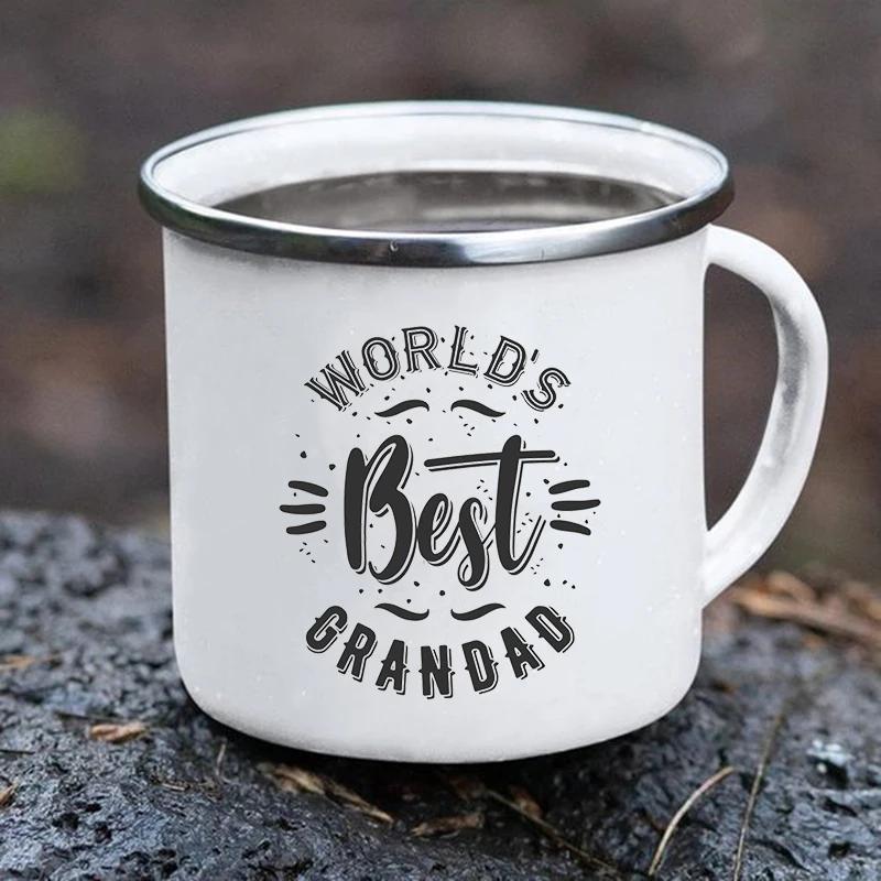 Original Breakfast Cups To Sublimate World's Best Grandpa Print Creative Enamel Coffee Mugs Cup of Coffee Travel Mug Kawaii Beer