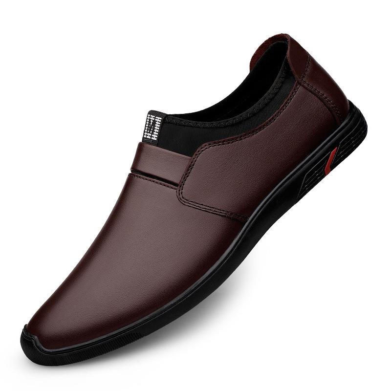 Men s Autumn-Winter Casual Business Leather Loafers - First Layer Cowhide, Trendy Slip-on Wedding Shoes 42
