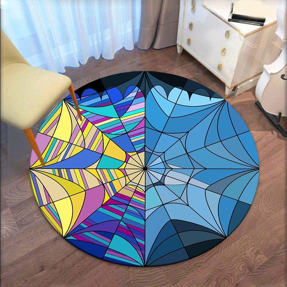 Colorful Geometric Mandala Stained Glass Window PanelRound Non-Slip chair mat chair carpet for office Rugs for Office Decor Gift For Valentine's Day M