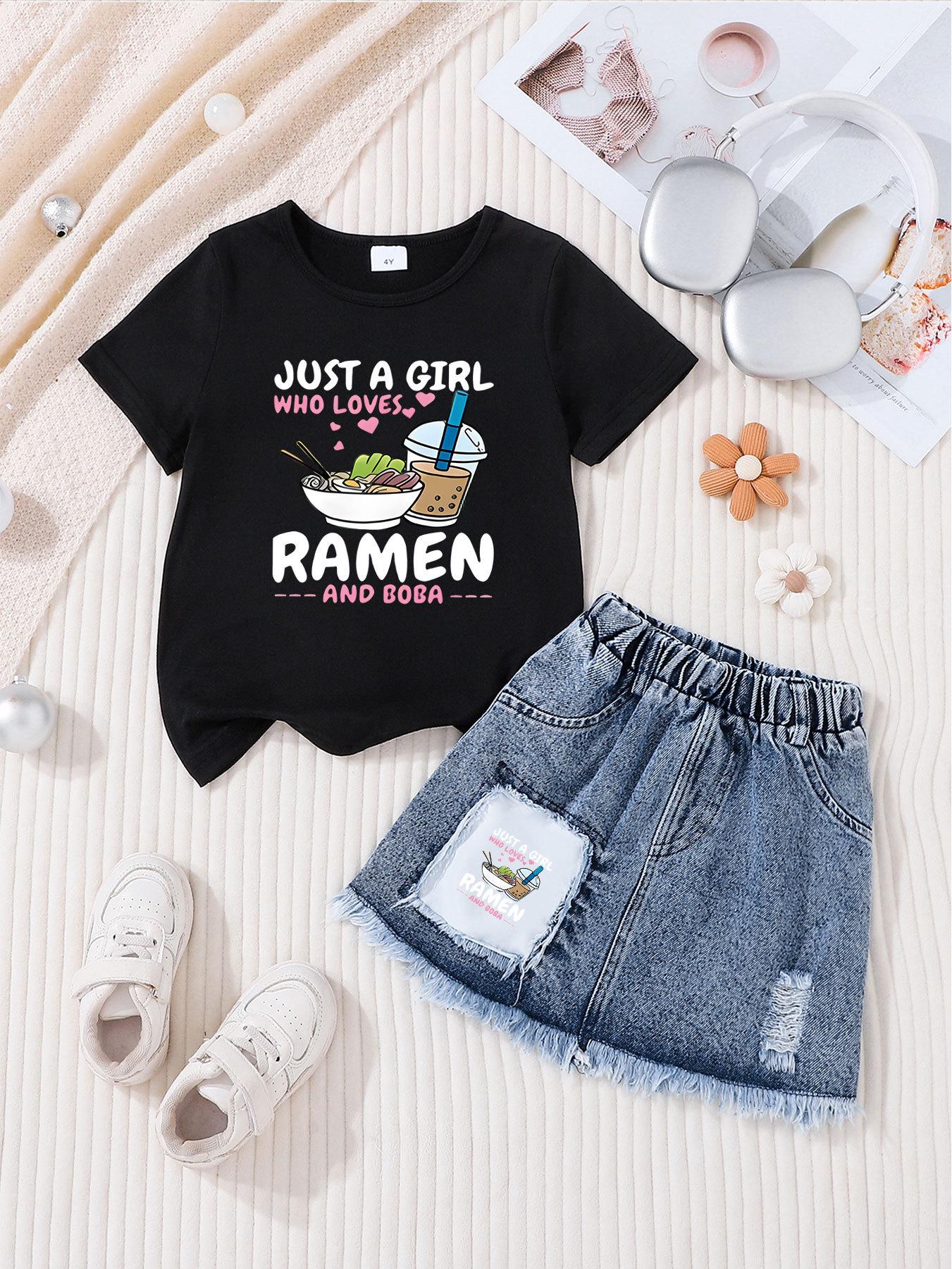 

Girls Casual Fashion Denim Skirt Sets 4 Years