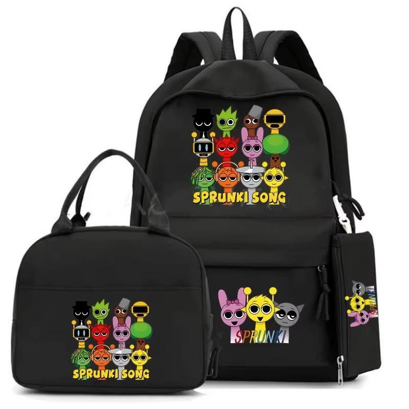 Cartoon Peripheral Printing Fashion Children'S Schoolbag Three-Piece Meal Bag Casual Pencil Bag