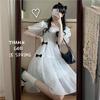 First Love Dress Retro Gentle Wind Square Neck Bubble Sleeve White Princess Dress Tea Break French Platycodon Dress Bow