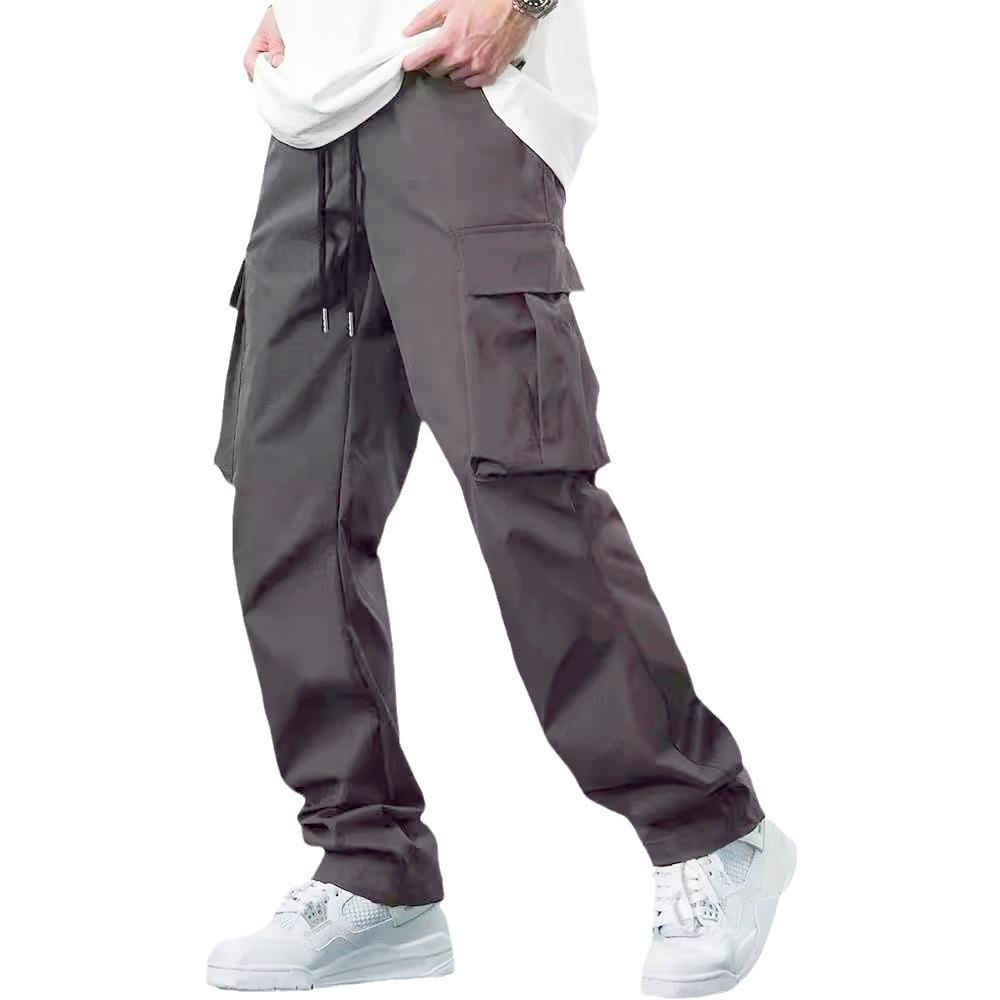 Summer New Men's Work Trousers Fashion Drawstring Multi-pocket Casual Trousers