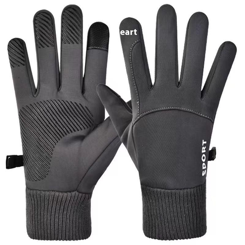 1Pair Men Winter Warm Full Fingers Waterproof Cycling Outdoor Sports Running Motorcycle Ski Touch Screen Fleece Gloves.