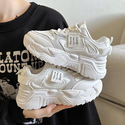Mode Dames Nieuwe Chunky Sneakers Dames Ademend Mesh Casual Schoenen Sport Vrouwen Platform Veterschoenen Gevulkaniseerde Schoenen Zapatillas Mujer