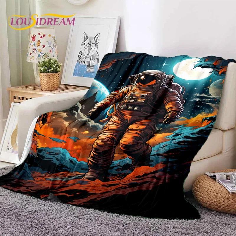 Astronaut Universe Spaceman Outer Space Cartoon Soft Flannel Blanket for Beds Bedroom Sofa Picnic,Throw Blanket Outdoors Leisure