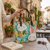 Cute Rabbit Tote Bag Lovely Floral Print Handbag for Daily Use