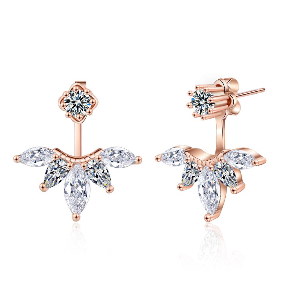 Stud Earrings Women s Rear-hanging Zircon Earrings, Japanese Fashion Trend Inlaid Zircon Ear Jewelry