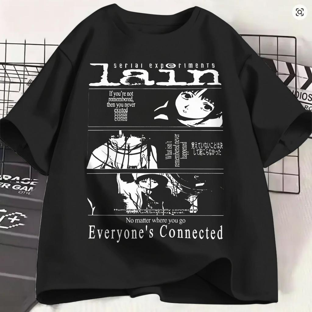 Serial Experiunisexts Lain Tshirt Summer 100 Cotton T Shirts For Unisexs Fashion Print Tshirt Short Sleeve Y2k Funny Tees