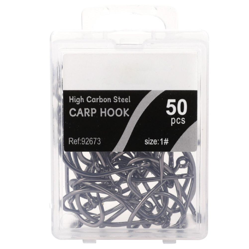 50pcs Fishing Hooks Beak Offset Circle Hook High Carbon Steel Barbed Long Shank Hooks With Box Package For CARP Saltwater Freshwater