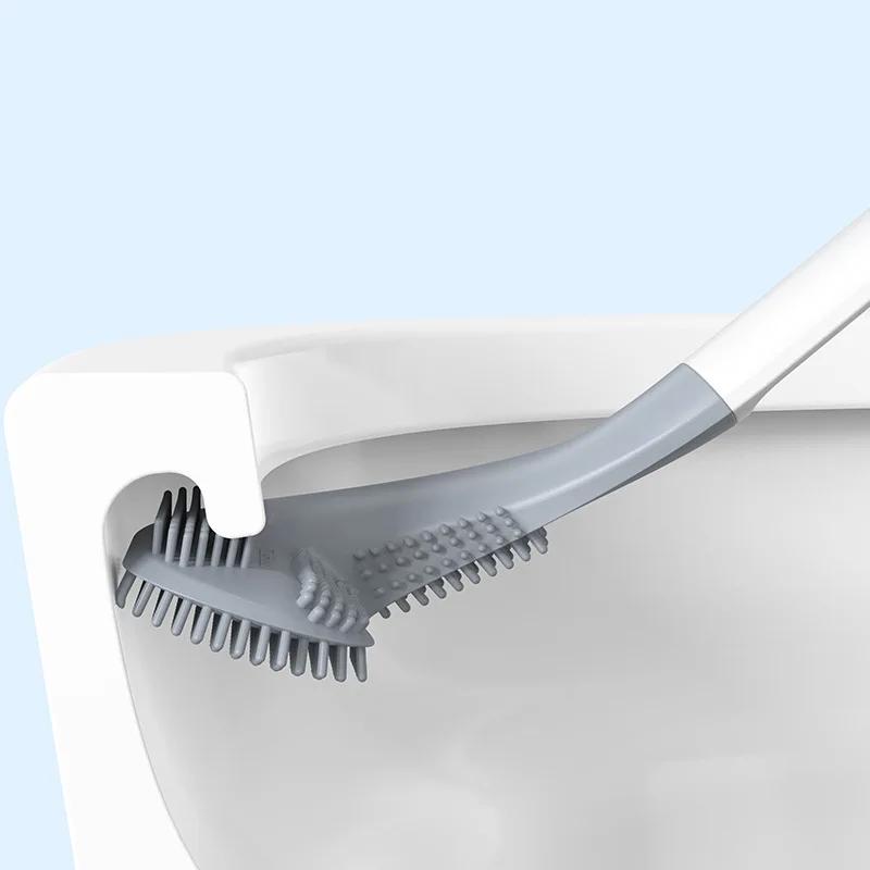 Golf Long Handled Silicone Toilet Brushes With Holder Set No Dead Corner Toilet Cleaning Brush Bathroom Cleaning Accessories