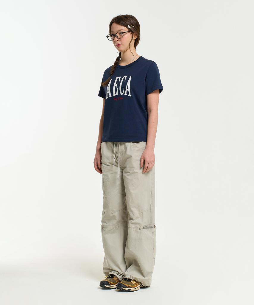 AECA (Woman) Aeca Symbol Felt Half Sleeve Tee-Navy