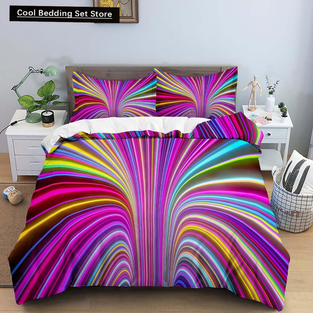 Comforter 3D Psychedelic Abstract Double Queen Bedding Set 2/3Pcs King Full Size Blue Polyester Comforter