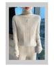 Women's High Neck Cable Knit Wool Sweater - Slimming Long Sleeve Cashmere Top