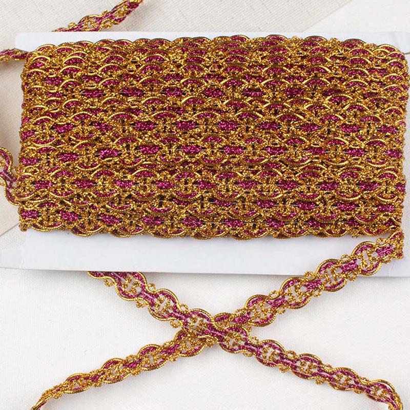 14MM Braided Metallic Lace Trimming DIY Christmas Costume Gold Fabric Stage Dress Making Sewing Textile Gimp Border Cord Trims