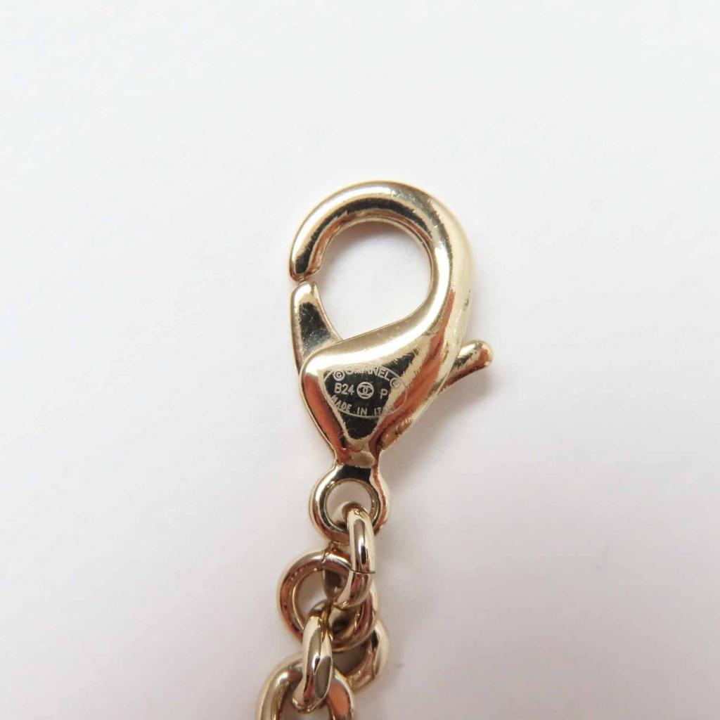 CHANEL Necklace Camellia Perfume Bag Icon Design COCO Mark black Pinkgold B24P Used