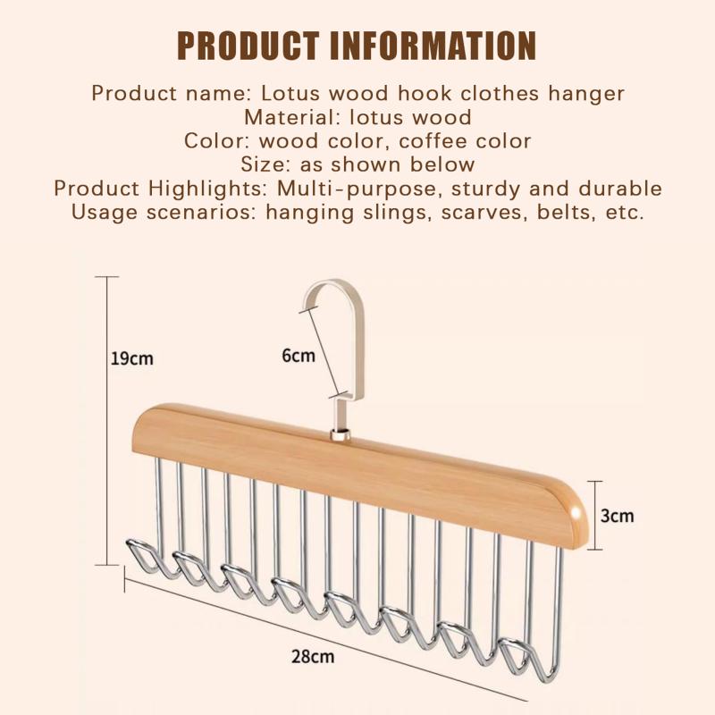 Wooden Multifunctional Sling Hanger With Metal Hooks For Closet Organizing Storing Bras Bags Tank Tops