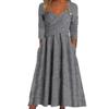 Autumn And Winter New Solid Color Fashion V-Neck Long-Sleeved Dress European And American Women'S Dress
