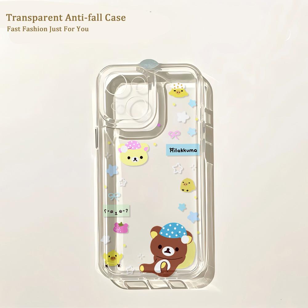 Anime Cute Rilakkumas Phone Case for IPhone 17 16 16e 15 14 13 12 11 Mini Pro Max X XR XSMax 7 8 Air Plus Transparent Back Cover