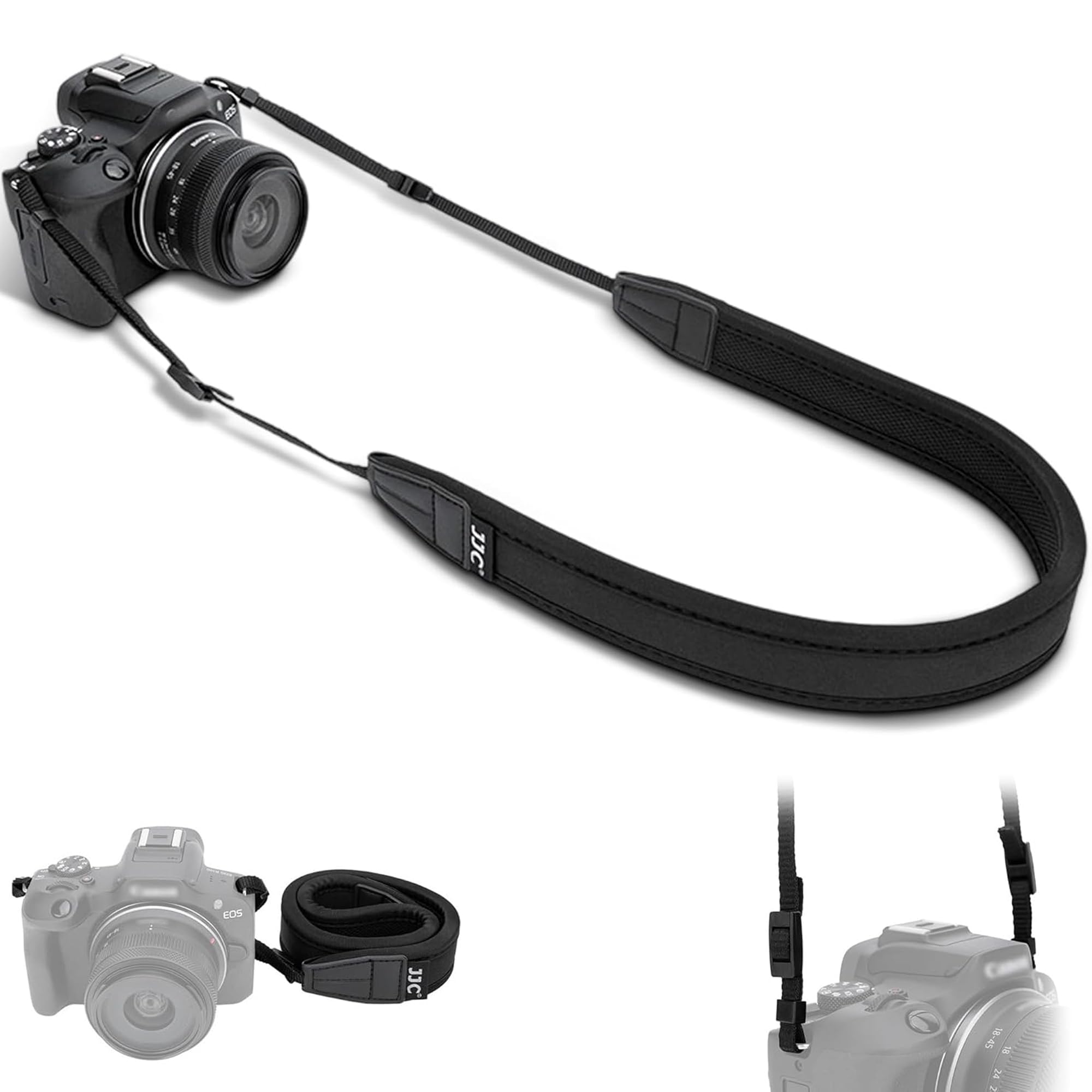 

JJC Slim Camera Neck Strap for Sony Fujifilm X Canon EOS PowerShot and Other Cameras with a Thin significantly reduces and prevents adjustable ZV-E10 чорний
