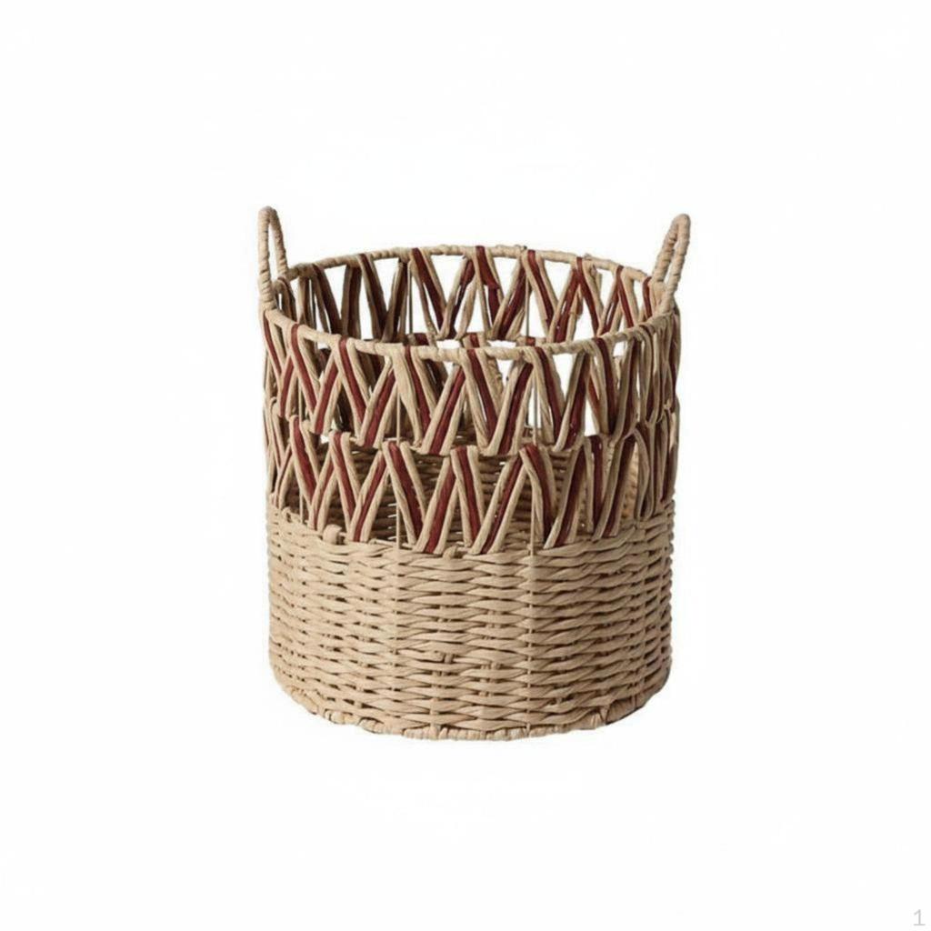 Woven Laundry Hamper with Lid Large Capacity Household Storage Breathable Weave