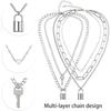 2Pcs Cute Lovely Lock Chain Waterproof Reusable Necklace Locks Pendant Wear-resistant Punk Necklaces for Women Clothes