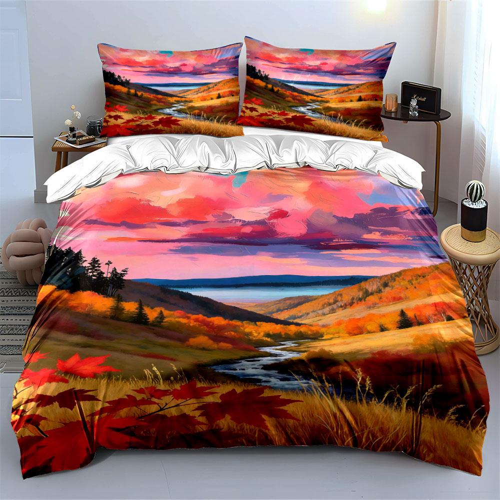 Autumn Landscape with Trees. Bedding Sets Duvet Cover Sets Duvet Covers Pillowcases(1 * Duvet Cover 2 * Pillowcases, Without Duvet Insert)