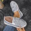 Fashion Women's Gold Silver Bowtie Sequin Flats Shiny Crystal Thick Sole Platform Loafers Ladies Light Comfort Non Slip Casual Shoes