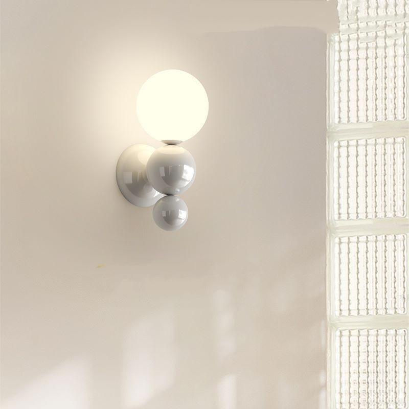Lovely LED Wall Light Red Green White Metal Children's Room Wall Lamps Parlor Office Aisle Stairs Wall Sconce White Acrylic Ball