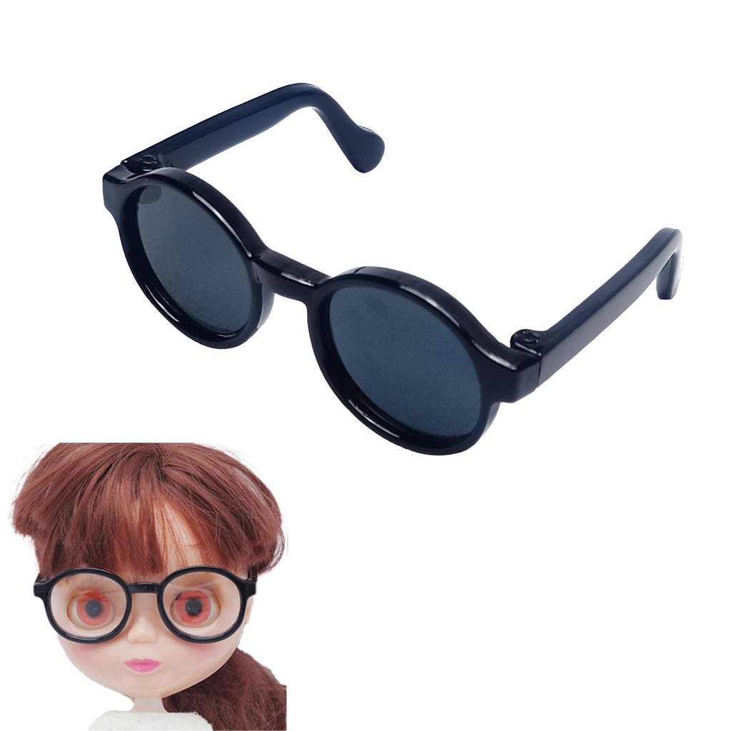 DOYOUCOTO Brýle Plyšová panenka, Chibi plyš, Oshikatsu, Kulaté brýle, Mini díly pro panenky, Malá plyšová hračka, Figurka mazlíčka, Ručně vyráběný materiál (Sluneční brýle,