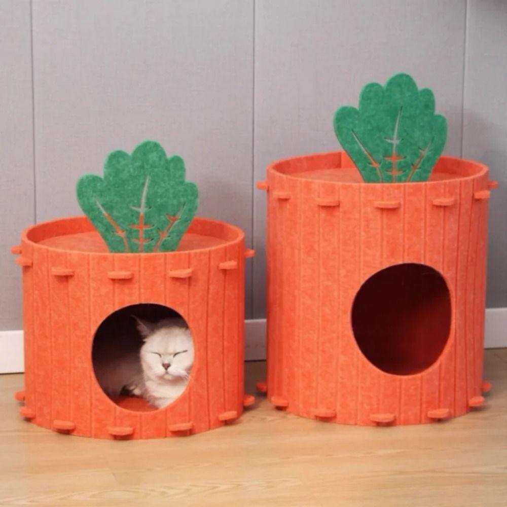 Soft & Durable Carrot Cat Nest Wear-resistant Cat Hideaway Cave Pet Cave House  All Season