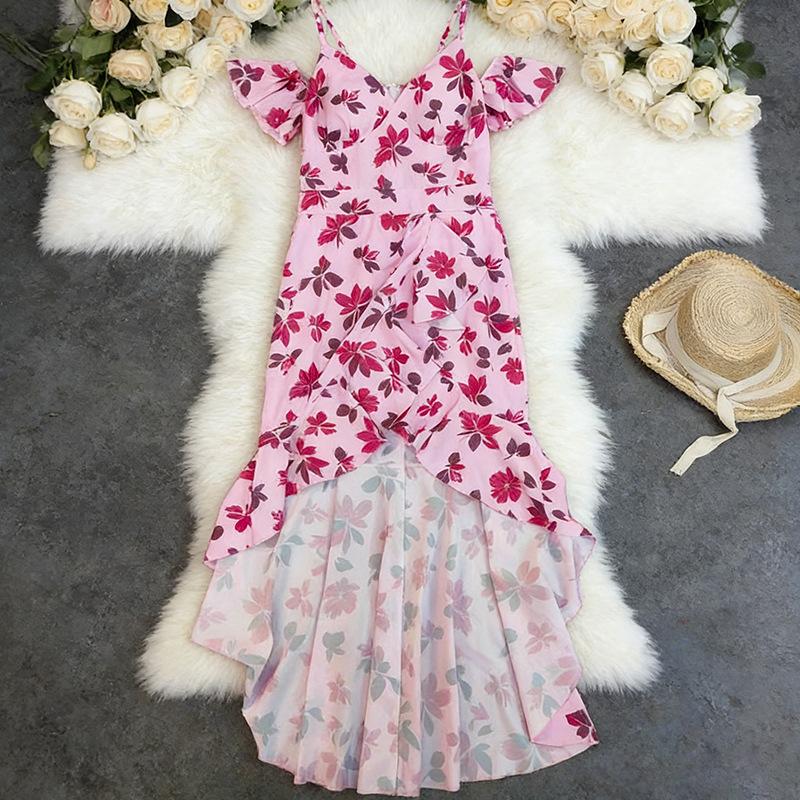 European and American summer new women's printed sexy tube top suspender dress