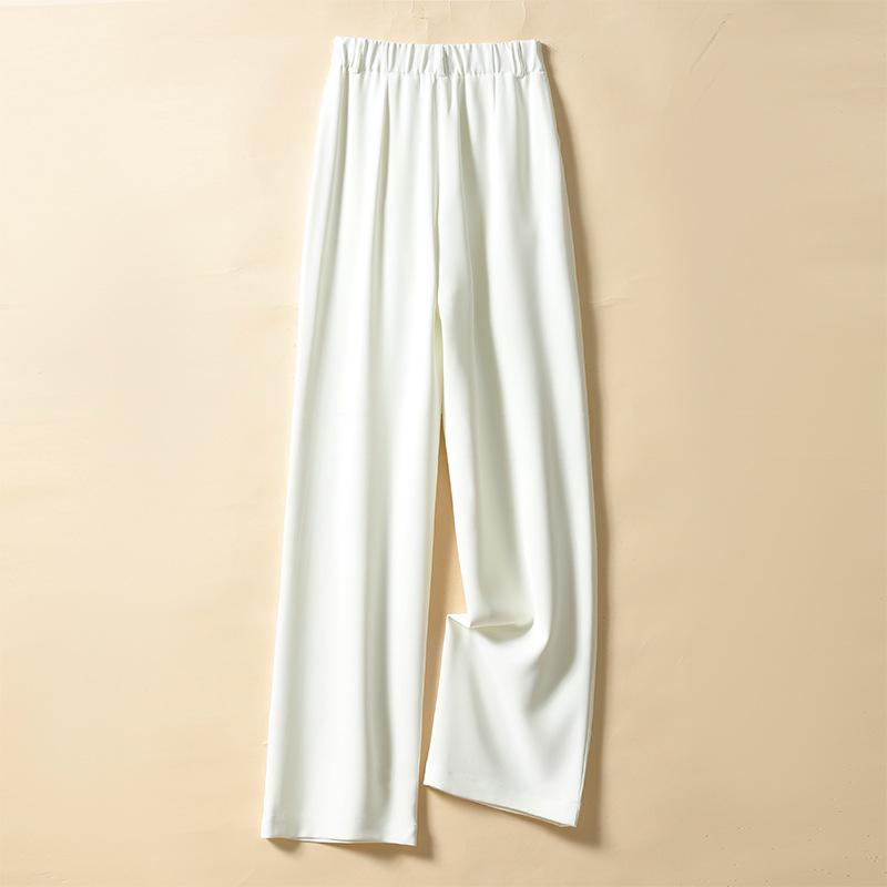 Dámské letní kalhoty s vysokým pasem a širokými nohavicemi: Neformální rovné kalhoty k obleku zakrývající boky