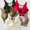 Women Bra Adjustable Shoulder Strap Hollow Out Floral Pattern Lace Anti-exposure Maximum Comfort