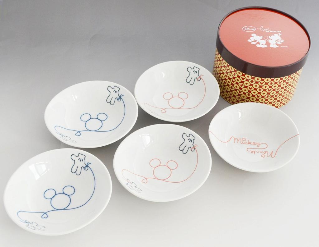 Disney Mickey of Gift Tableware Set Medium Bowl Set Paper Tube Box "Love Destiny" 3180-02