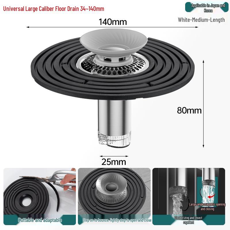 Odor-Proof All-Copper Floor Drain with Anti-Backflow Sealing Cover for Bathrooms