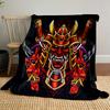 Samurai Demon Mask Design Patterned Blanket, Flannel, Suitable for All Seasons, Home Decor, Warm and Cozy