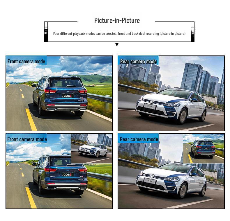 4" Touchscreen Dual Lens 1080p HD Car Recorder - Front & Rear Recording with Reversing Image