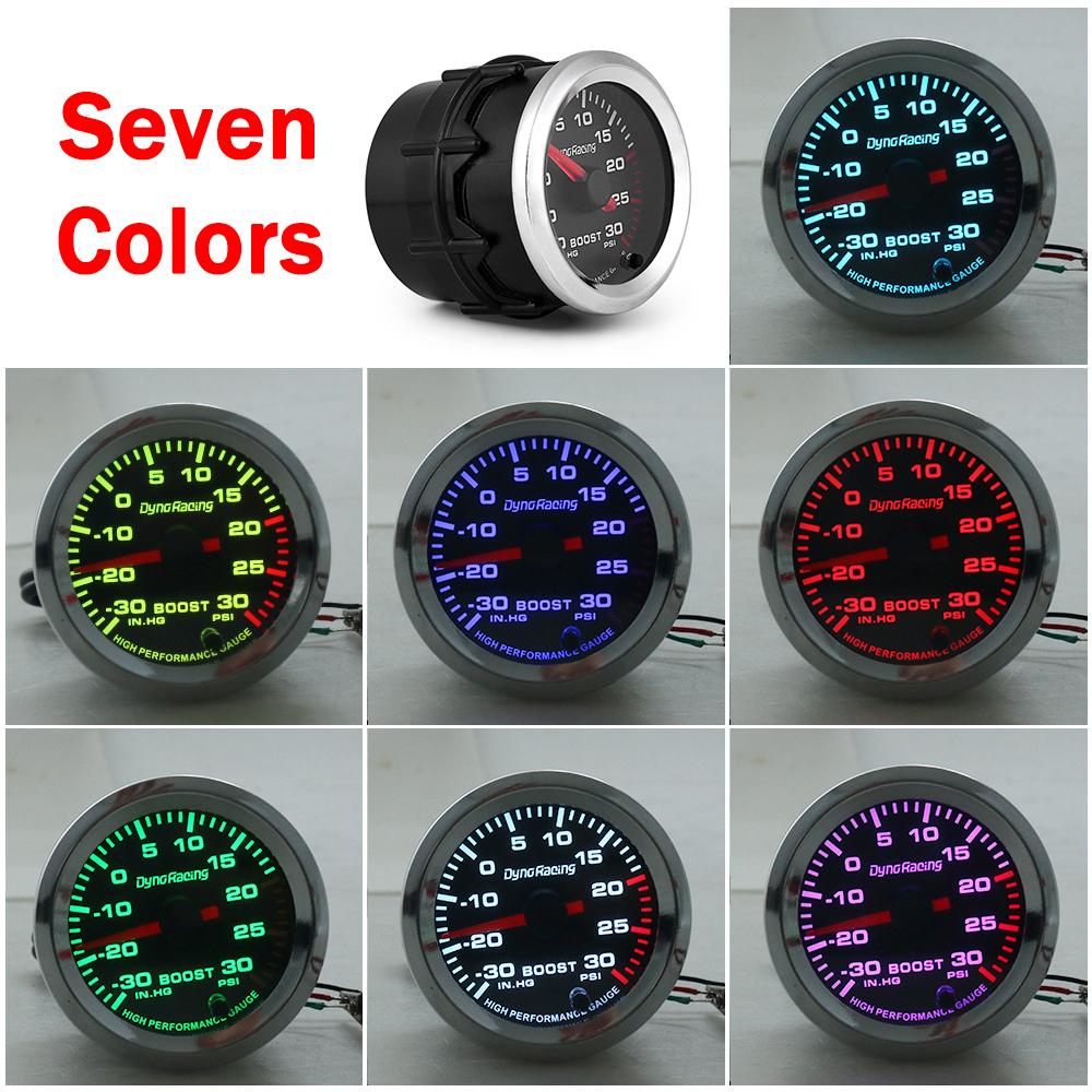 2'' 52mm Turbo Boost Gauge PSI 7 Color Backlit 12V Car Pressure Gauge with Stepper Motor