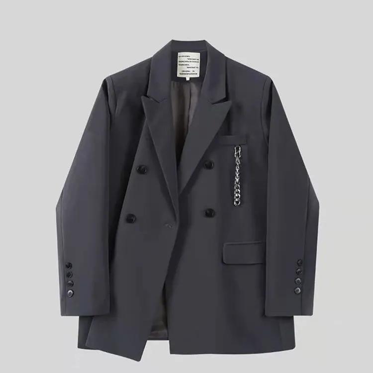 

Женские блейзеры весенне-осенних моделей, силуэтные топы, усовершенствованный дизайн, шикарный костюм больших размеров XS серый