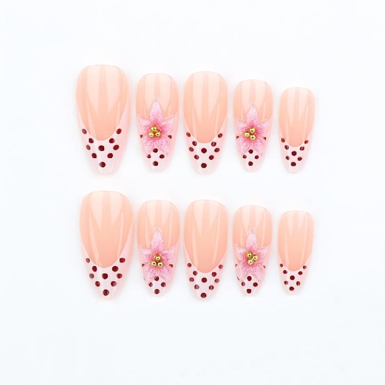 3D Sculpted Flower False Nail ABS Seamlessly Adhesion Long Wear Resistant For Career Women Special Event Pink Manicure