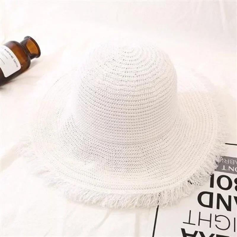 Women Fashion Fringe Fisherman Hat Summer Sunscreen Sunshade Hat Vacation Chic Style Korean Versatile Straw Hat Creative Gifts