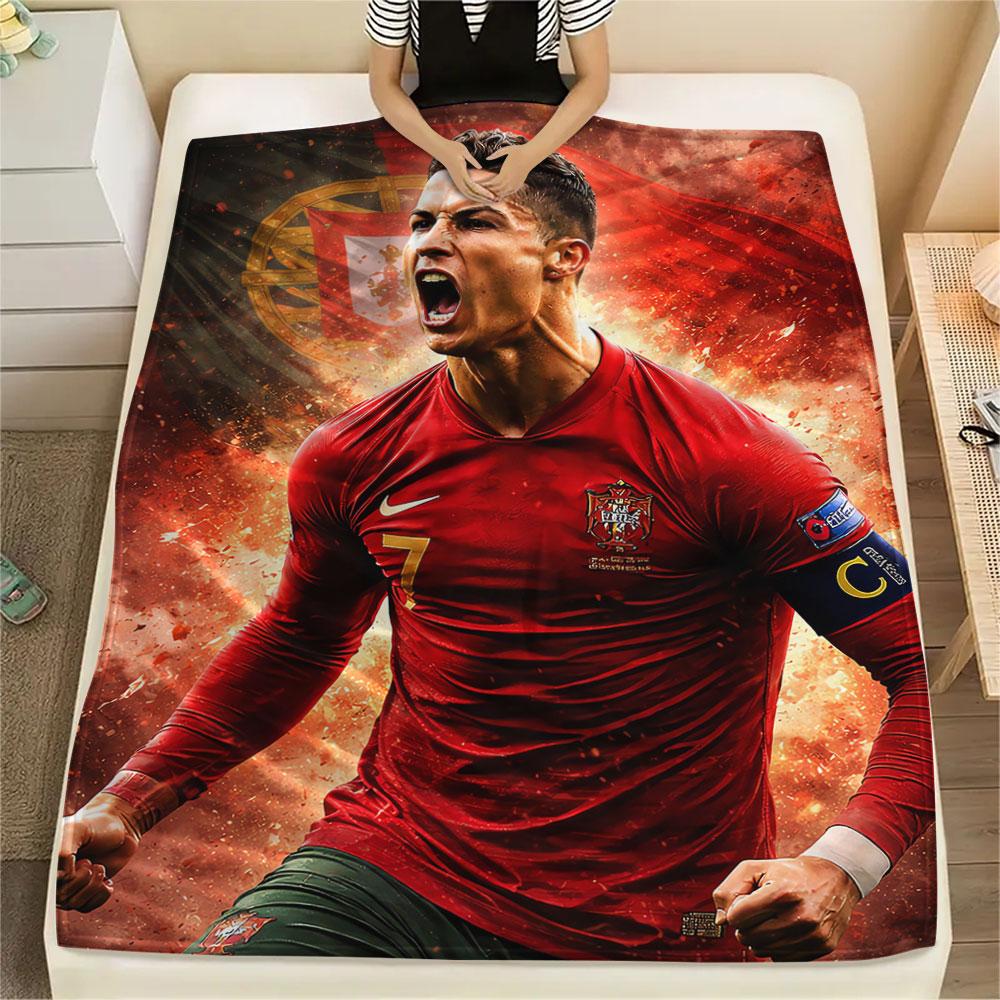 1PC CR7 Patterned Flannel Blanket Suitable For All Seasons for Home Decor Warmth and Comfort Gifts Holiday Present