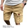 Pantaloncini Cargo da Uomo a Colore Unito, Lunghezza al Ginocchio, Gamba Larga Dritta, Tasche Multiple, Streetwear per Allenamento
