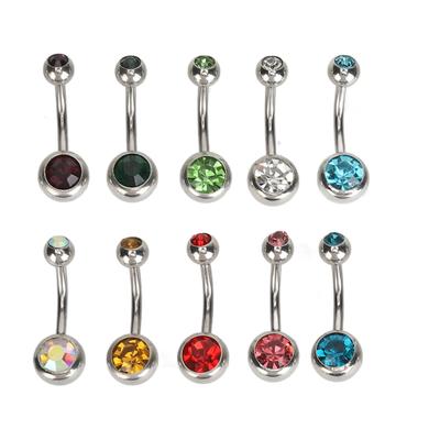 10 stücke Bauchnabel Ringe Bunte Strass Edelstahl Gebogene Nabel Barbell Körper Piercing