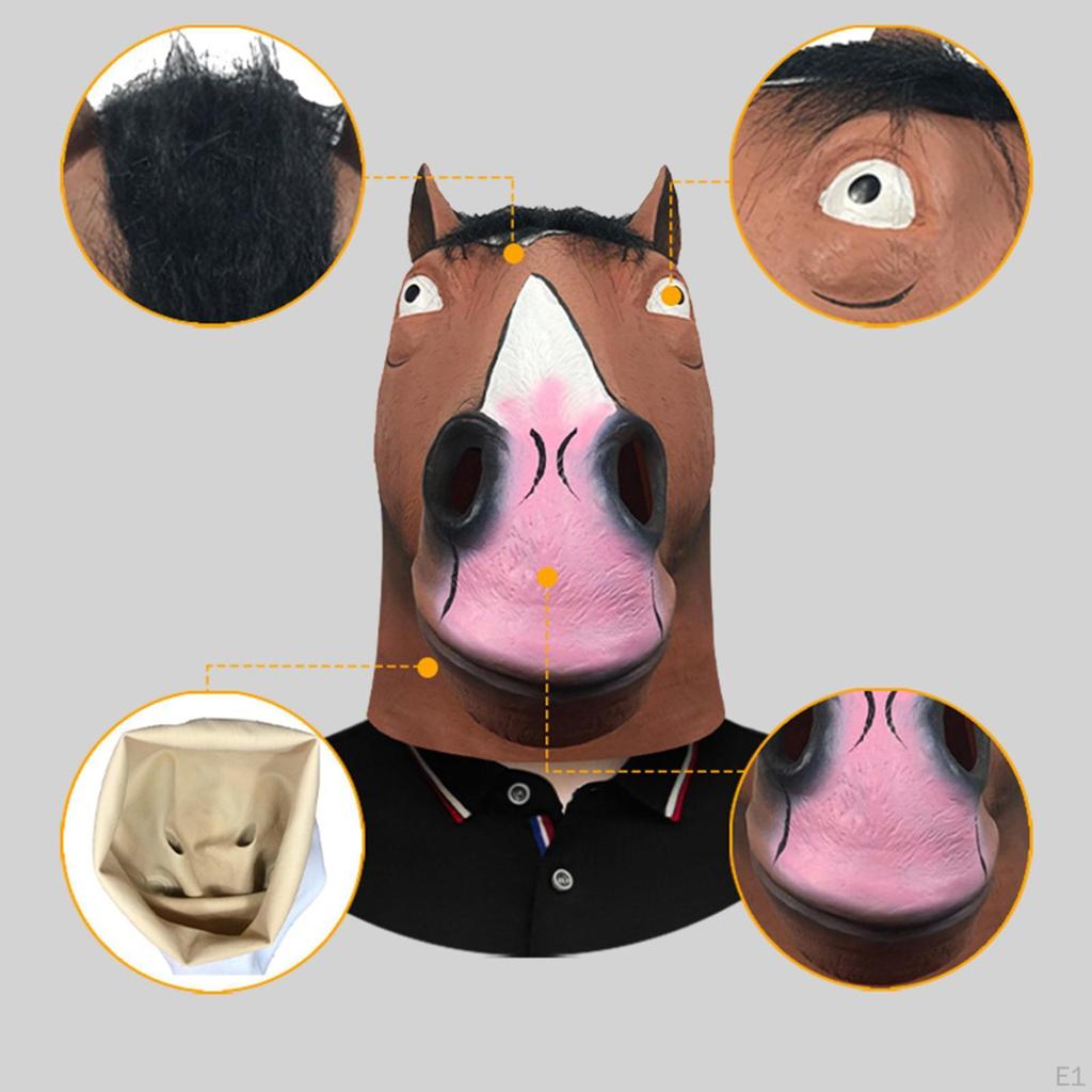 Yetişkinler için Lateks At Başı Maskesi Sevimli Tam Giydirme Cadılar Bayramı Partisi