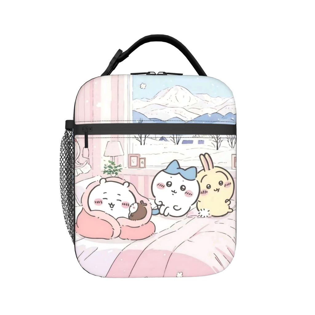 Kawaii Chiikawas Thermal Lunch Bags High Capacity Reusable Thermal Carrier Tote Lunch Box Work Outing Food Bag