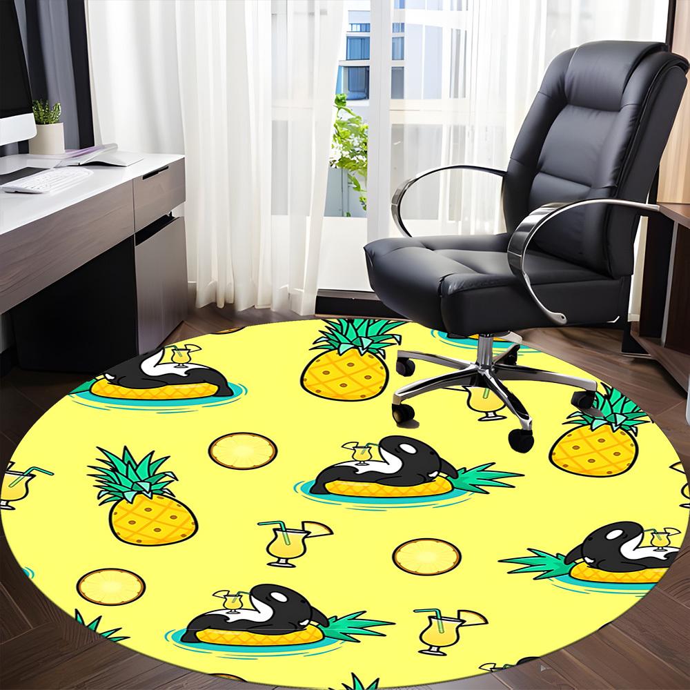 1pc Pineapple Orca Office Round Area Rug,  Mat Suitable ForOffice, Under Office Chairs Bedroom Living Room Home Decor, Room Deco