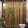 Tenda Doccia da Parete Esterna Rustica Camo Marrone Porta Impiallacciata Vintage Foglia Verde Muro di Mattoni Rustici Tende per Arredo Bagno in Poliestere